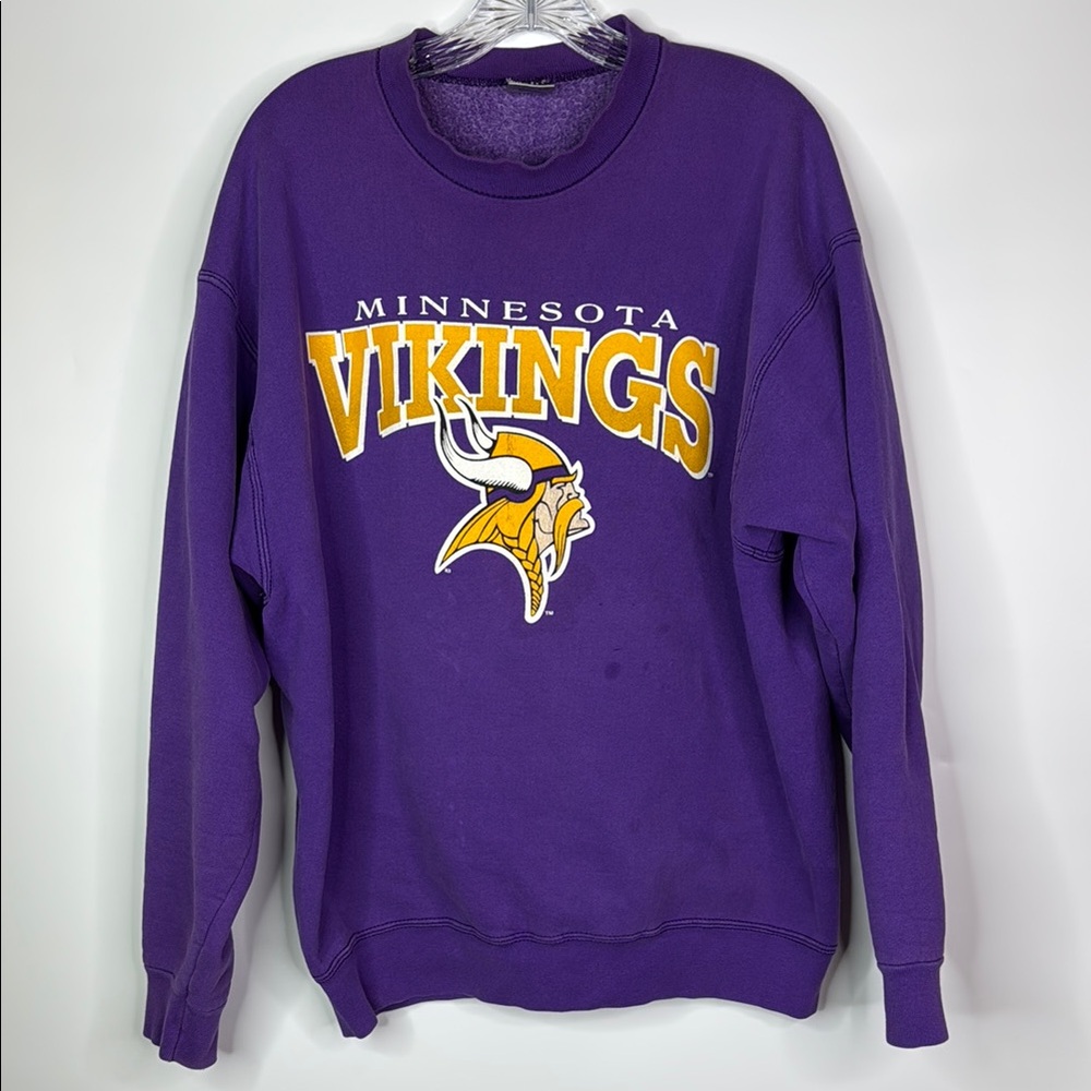 Vintage Fruit Of The Loom Purple Minnesota Vikings Crewneck Sweatshirt XL